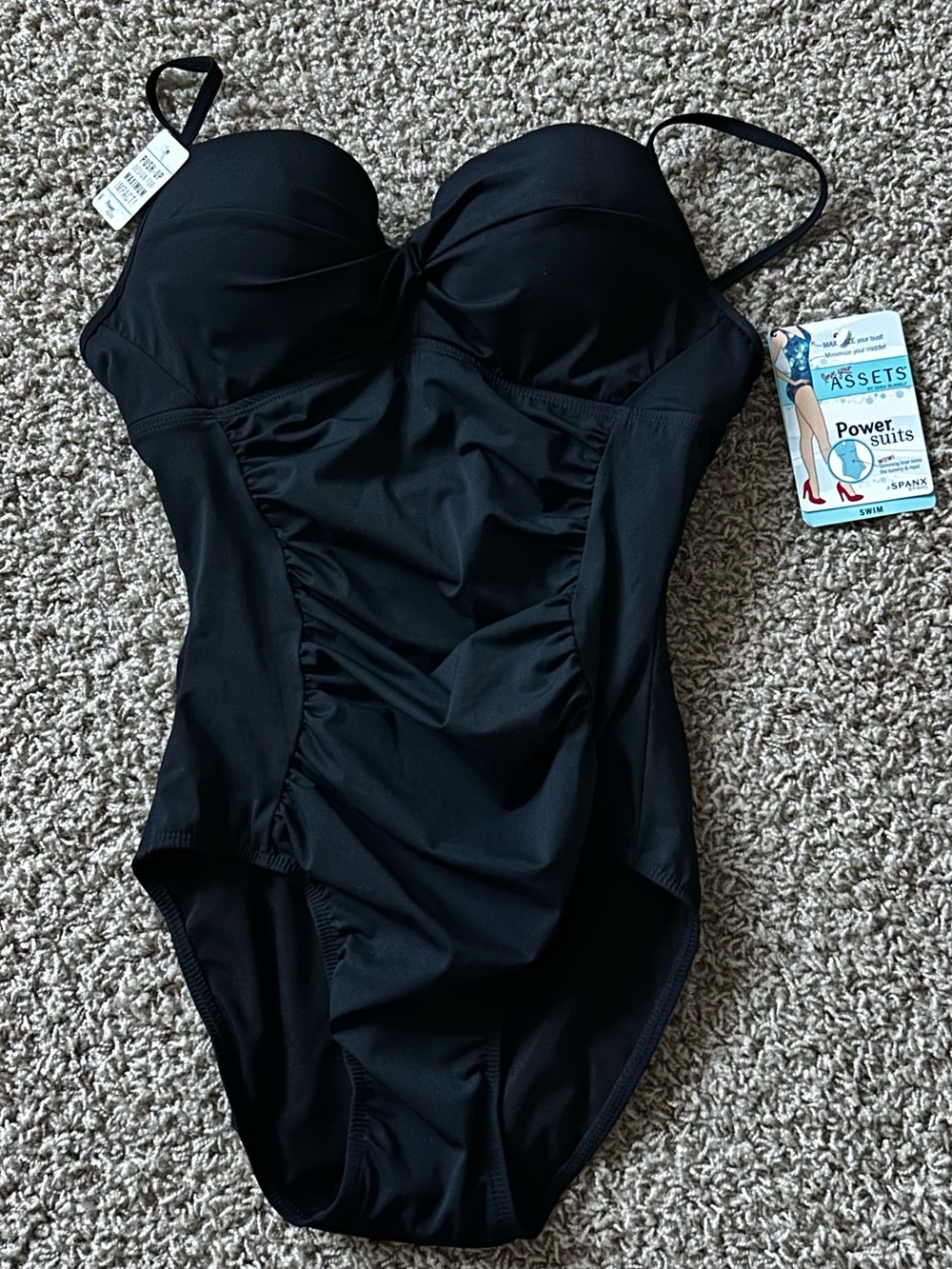 SPANX Jet Black Love your Assets pushup swimsuit Sz M